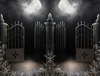 Dark Place, gates, moon, fantasy, dark HD wallpaper