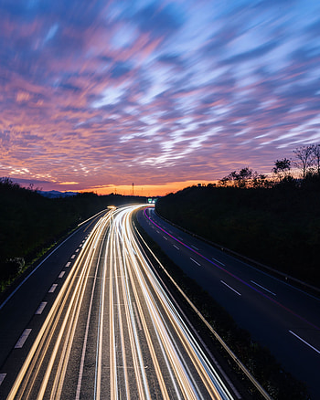 Lights, Shine, Light, Miscellanea, Miscellaneous, Road, Turn, Movement, Traffic, Long Exposure HD phone wallpaper