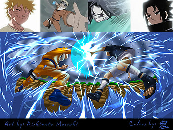 Naruto vs Sasuke, sasuke, naruto, anime, girubatto HD wallpaper