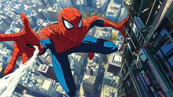 Soaring Spider-Man, spider man, superhero, skyscraper HD wallpaper