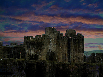 castle at dusk, clouds, castle, dusk, sunset HD wallpaper