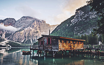 Fanes-Sennes-Prags Nature Park, summer, morning, mountains, pier, Dolomites, South Tyrol, Italy, Europe, Alps, beautiful nature HD wallpaper