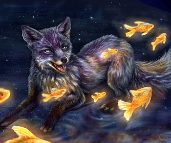 Art, Fox, Illusion, Fish HD wallpaper