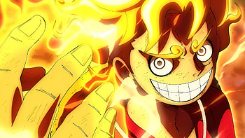 Luffy, orange, art HD wallpaper