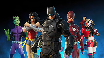 Dc Fortnite, fortnite, games, batman, wonder-woman, flash, harley-quinn HD wallpaper
