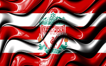 Liverpool FC flag, , red and white 3D waves, Premier League, english football club, football, Liverpool logo, Liverpool FC, soccer HD wallpaper