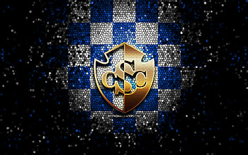 CS Cartagines, glitter logo, Liga FPD, blue white checkered background, soccer, Costa Rican football club, Cartagines FC logo, mosaic art, football, Cartagines FC HD wallpaper
