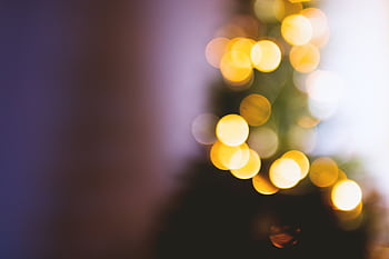 Blurred bokeh lights creating a warm and festive glow with abstract circular shapes. HD wallpaper