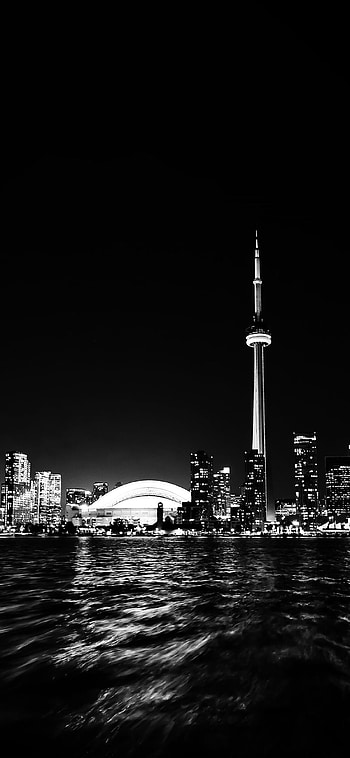 Toronto Skyline at Night, Dark cityview, Tower missing, Nighttime ambiance HD phone wallpaper