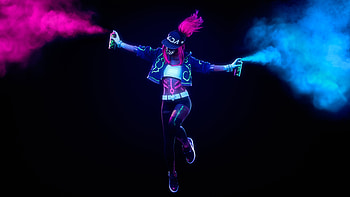 KDA, Akali, League of Legends, neon art, color spray HD wallpaper