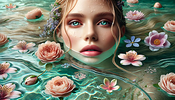 Beauty In Lake, fantasy, woman, pink, lake, water HD wallpaper