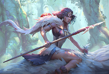 Princess Mononoke Warrior Art , princess-mononoke, anime-girl, anime, warrior, artist, digital-art, artwork, artstation HD wallpaper