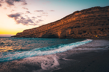 Nature, Sunset, Sea, Rocks, Coast, Slope HD wallpaper