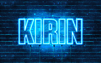 Happy Birtay Kirin, , blue neon lights, Kirin name, creative, Kirin Happy Birtay, Kirin Birtay, popular japanese male names, with Kirin name, Kirin HD wallpaper