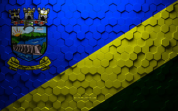 Flag of Aguas Lindas de Goias, honeycomb art, Aguas Lindas de Goias hexagons flag, Aguas Lindas de Goias, 3d hexagons art, Aguas Lindas de Goias flag HD wallpaper