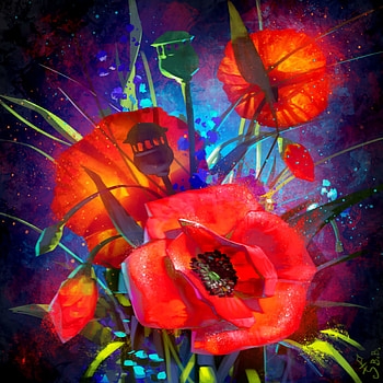 Flowers, Art, Poppies, Bouquet HD phone wallpaper