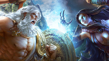 Zeus, Zeus and Hel artwork, Stunning launcher , Mythical duo HD wallpaper