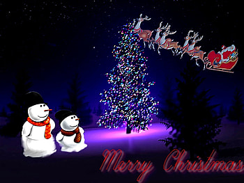 Snowman'sNight, snowman, purple, merrychristmas, christmas, 2012, tree HD wallpaper