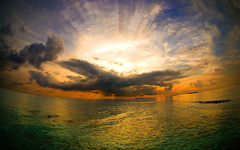 Nature, Sky, Sea, Sun, Shine, Light, Panorama, Paints, Shades, Coverage HD wallpaper