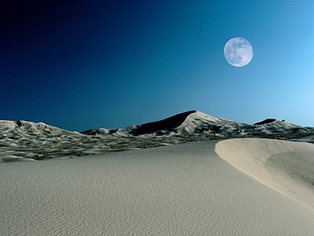 Landscape, Moon, Desert HD wallpaper