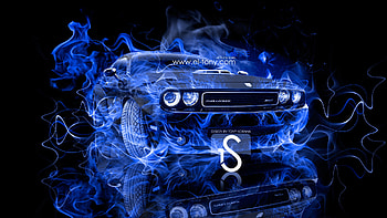 Dodge-Challenger-Muscle-Blue-Fire-Car-2013-- ... HD wallpaper