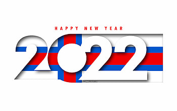 Happy New Year 2022 Faroe Islands, white background, Faroe Islands 2022, Faroe Islands 2022 New Year, 2022 concepts, Faroe Islands, Flag of Faroe Islands HD wallpaper