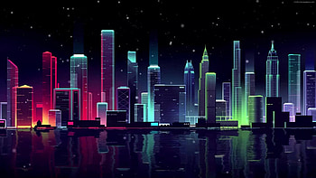 Neon Skyline, Night city neon skyline, Live HD wallpaper
