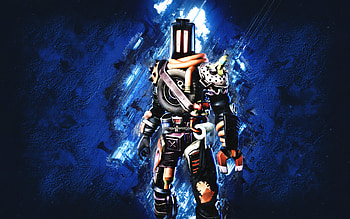 Fortnite Orange And Black Kitbash Skin, Fortnite, main characters, blue stone background, Orange And Black Kitbash, Fortnite skins, Orange And Black Kitbash Skin, Orange And Black Kitbash Fortnite, Fortnite characters HD wallpaper