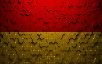 Flag of Paderborn, honeycomb art, Paderborn hexagons flag, Paderborn, 3d hexagons art, Paderborn flag HD wallpaper