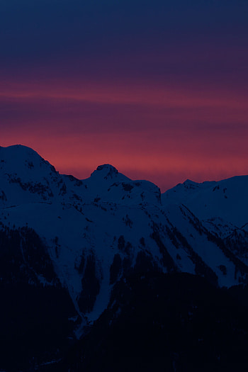 Nature, Sunset, Mountains, Night, Vertex, Top, Dark, Snow Covered, Snowbound HD phone wallpaper