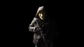 Anonymous Mask Person With Gun , anonymus, mask, gun HD wallpaper