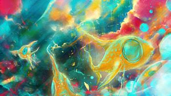 Abstract, Shine, Light, Multicolored, Motley, , Drawing, Form, Fish HD wallpaper