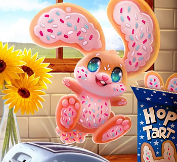 Hop tart, creature, bunny, pink, art, fantasy, piper thibodeau, rabbit HD wallpaper