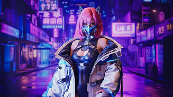 Cyberpunk Masked Girl, cyberpunk, mask, artist, artwork, digital-art, art, scifi, anime-girl HD wallpaper