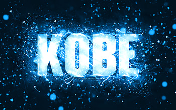 Happy Birtay Kobe, , blue neon lights, Kobe name, creative, Kobe Happy Birtay, Kobe Birtay, popular american male names, with Kobe name, Kobe HD wallpaper