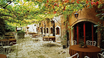 Italian cafe charm, Scenic landscapes, Historical architecture, Coffee culture HD wallpaper