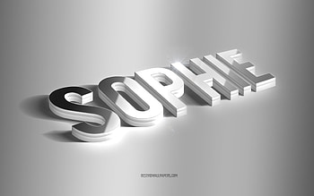Sophie, silver 3d art, gray background, with names, Sophie name, Sophie greeting card, 3d art, with Sophie name HD wallpaper