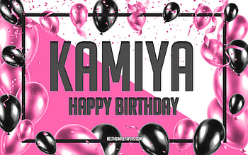 Happy Birtay Kamiya, Birtay Balloons Background, Kamiya, with names, Kamiya Happy Birtay, Pink Balloons Birtay Background, greeting card, Kamiya Birtay HD wallpaper