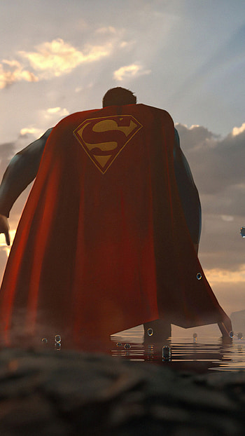 Superman, Striking background, Powerful ry, Heroic stance HD phone wallpaper
