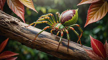 Ultra of a Vibrant Green Spider on a Tree Branch, spider, insect, nature, close-up, colorful HD wallpaper