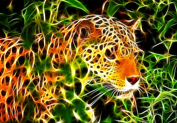 TIGER ON THE PROWL, fractal, tiger HD wallpaper