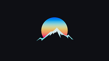 Art, Moon, Vector, Mountain, Minimalism, Gradient HD wallpaper