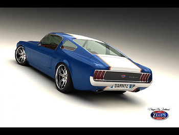 Classic-Mustang-Fastback-by-Vizualtech, White Stripe, Classic, Blue, Mustang HD wallpaper