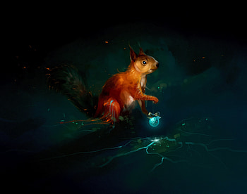 Squirrel, Art, Dark, Christmas Tree Toy HD wallpaper