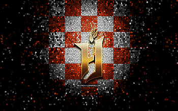 Forge FC, glitter logo, Canadian Premier League, orange white white background, soccer, canadian football club, Forge FC logo, mosaic art, football HD wallpaper