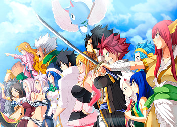 Fairy Tail, Mavis Vermilion, Anime, Cana Alberona, Charles (Fairy Tail), Elfman Strauss, Erza Scarlet, Gajeel Redfox, Gray Fullbuster, Happy (Fairy Tail), Juvia Lockser, Levy Mcgarden, Lisanna Strauss, Lucy Heartfilia, Mirajane Strauss, Natsu Dragneel, Wendy Marvell HD wallpaper