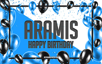 Happy Birtay Aramis, Birtay Balloons Background, Aramis, with names, Aramis Happy Birtay, Blue Balloons Birtay Background, Aramis Birtay HD wallpaper