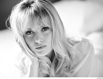 Carla Monaco, model, black, white, blonde, face, bw, girl HD wallpaper