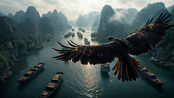 Eagle Soaring Above Ancient World, eagle, artist, artwork, art, digital-art, ai HD wallpaper