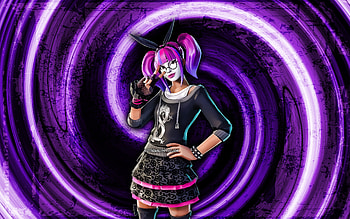 Lace, violet grunge background, Fortnite, vortex, Fortnite characters, Lace Skin, Fortnite Battle Royale, Lace Fortnite HD wallpaper